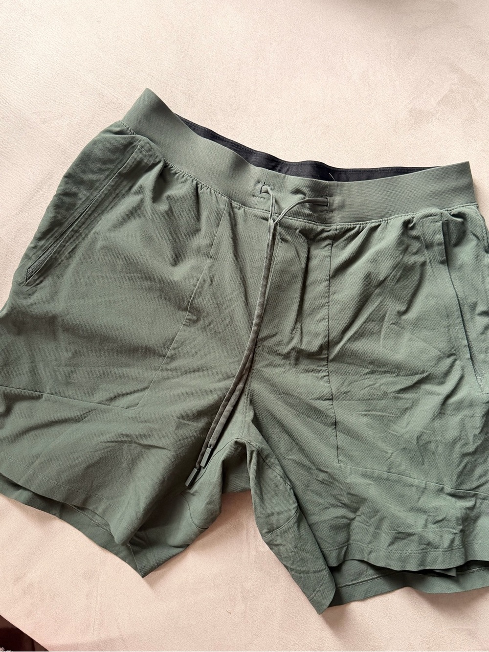 lululemon athletica Men's Drawstring Olive Performance Shorts